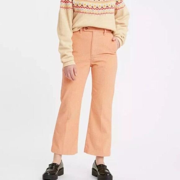 Levis Premium Math Club Flare Corduroy Trousers Orange Size 32 - Picture 1 of 9